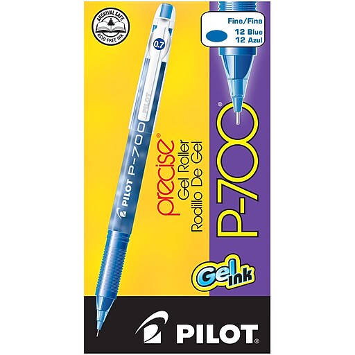 Pilot Precise P700 Gel Pens, Fine Point, Blue Ink, Dozen (38611) Staples