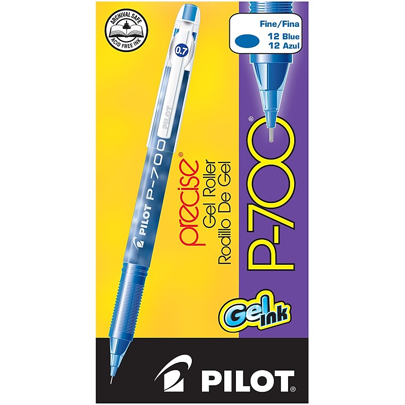 Pilot Precise P-700 Gel Pens, Fine Point, Blue Ink, Dozen (38611) image 1