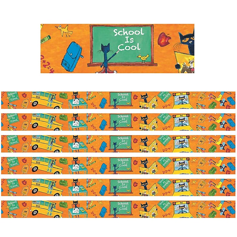 Edupress Pete the Cat School is Cool Spotlight Border, 35 Feet Per Pack, 6 Packs (EP-3268-6) image 1