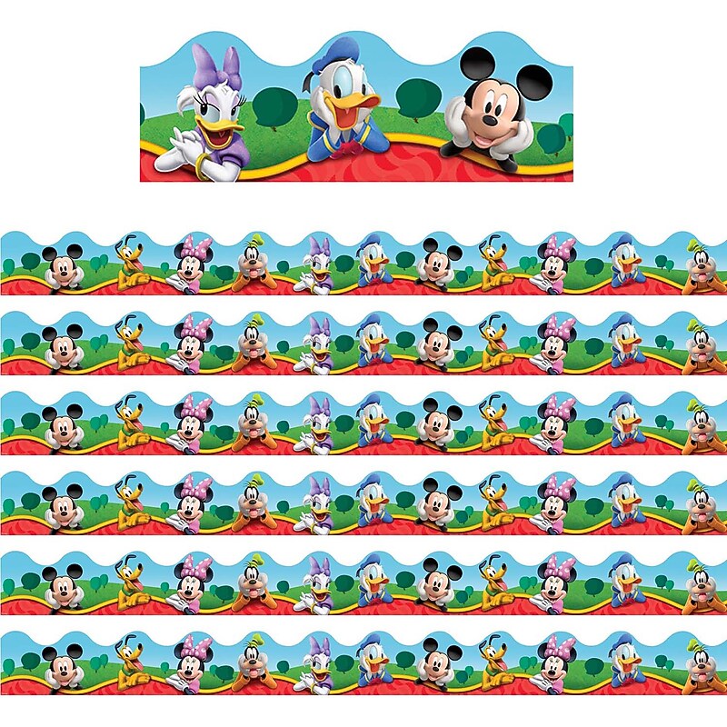 Eureka Mickey Mouse Clubhouse Characters Deco Trim, 2.25" x 37', 12 Strips/Pack, 6 Packs/Bundle (EU-845140-6) image 1