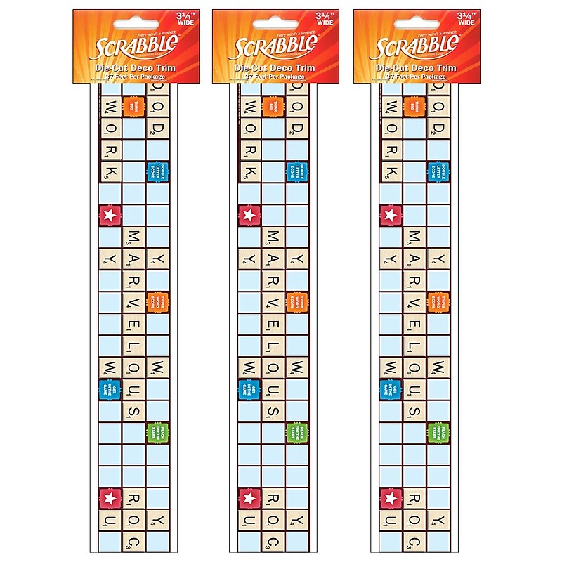 Eureka Scrabble Letters Extra Wide Die Cut Deco Trim®, 37 Feet Per Pack, 3 Packs (EU-845149-3) image 1