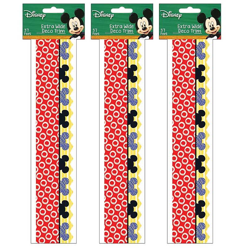 Eureka Mickey Color Pop! Peeking Head Extra Wide Deco Trim®, 37 Feet Per Pack, 3 Packs (EU-845227-3) image 1