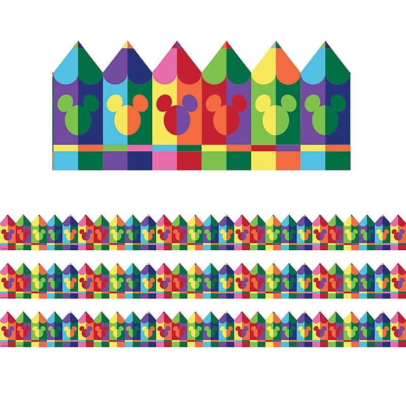Eureka Geo Mickey Pencils Extra Wide Deco Trim, 37 Feet Per Pack, 3 Packs (EU-845229-3) image 1