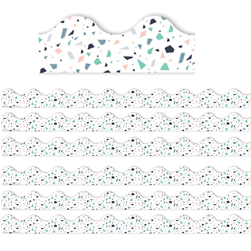 Eureka® Simply Sassy Scalloped Border, 2.25" x 222', White Terrazzo (EU-845317-6) image 1
