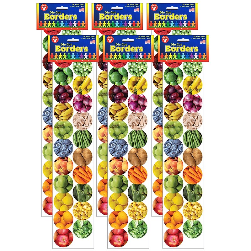 Hygloss Fruits And Veggies Border, 36 Feet Per Pack, 6 Packs (HYG33631-6) image 1