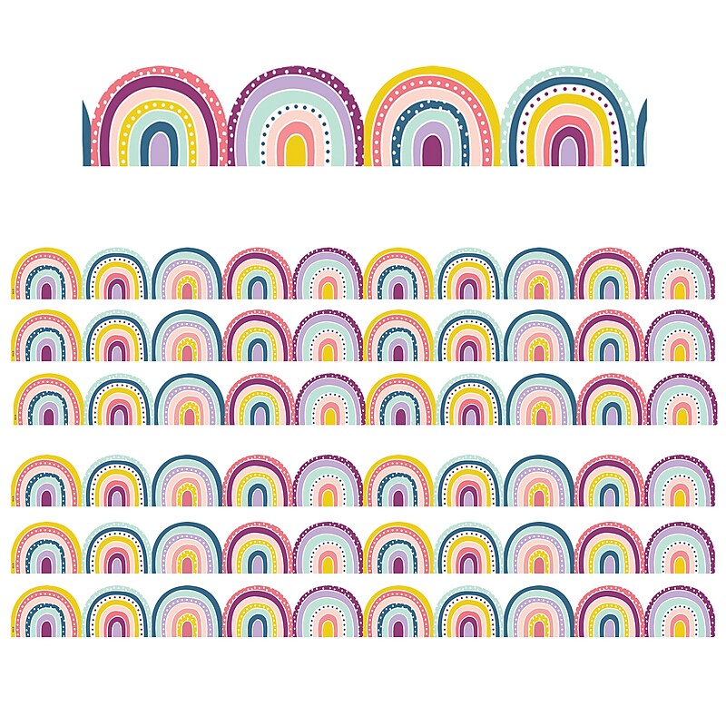 Teacher Created Resources Scalloped Border, 2.75" x 210', Oh Happy Day Rainbows (TCR9092-6) image 1