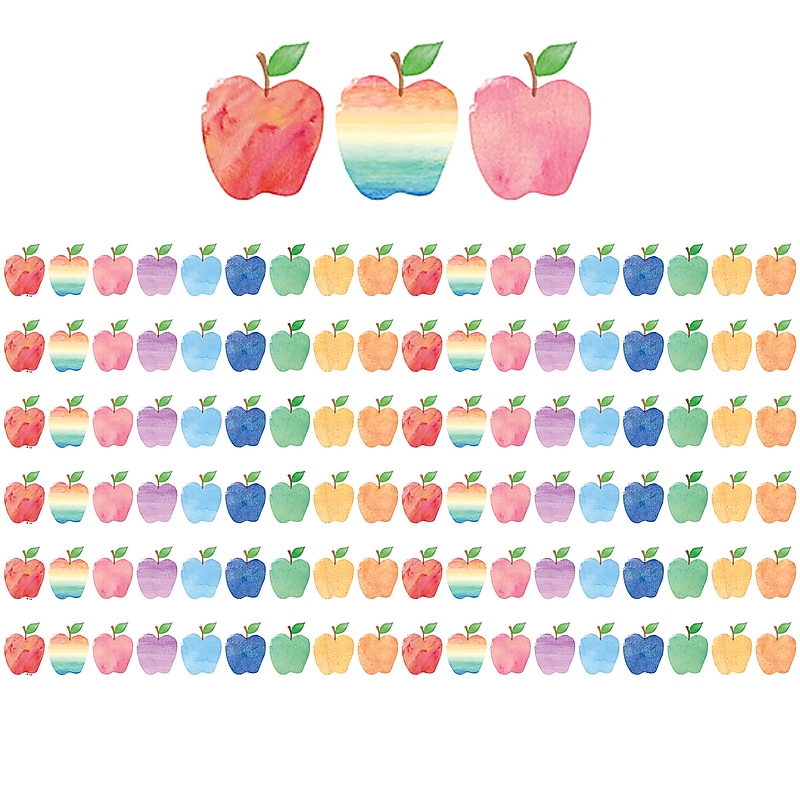 Teacher Created Resources Watercolor Apples Die-Cut Border Trim, 35 Per Pack, 6 Packs (TCR3573-6) image 1