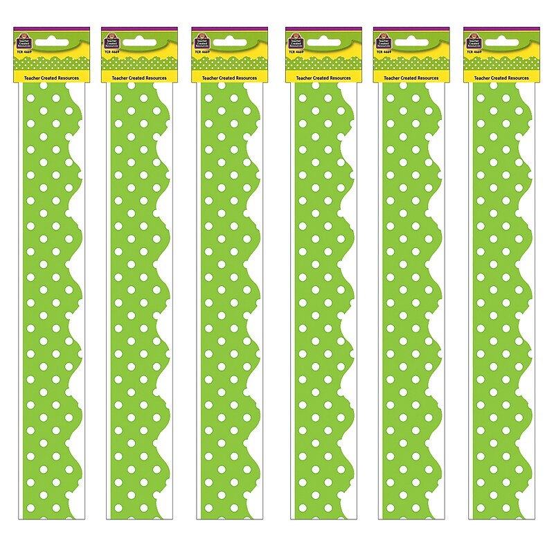 Teacher Created Resources Lime Mini Polka Dots Border Trim, 35 Feet Per Pack, 6 Packs (TCR4669-6) image 1