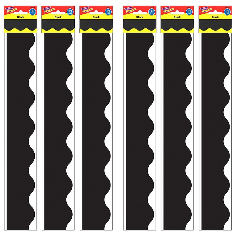 Trend Enterprises Black Terrific Trimmers, 2.25" x 39', 12 Strips/Pack, 6 Packs/Bundle (T-9872-6) image 1