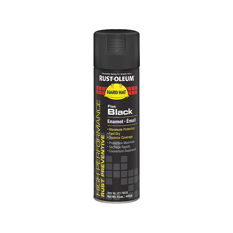 Rust-Oleum Hard Hat V2100 Enamel Spray Paint, Flat Black, 15 oz., 6/Pack (V2178838) image 1