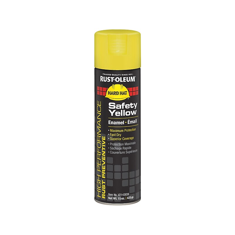 Rust-Oleum Hard Hat V2100 Gloss Safety Spray Paint, Yellow, 15 oz., 6/Pack (V2143838) image 1