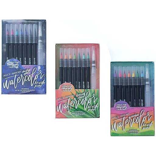 Art 101 Creative Tools Brush Pens, Assorted, 8 Pens/Pack, 3 Packs/Carton (73024) | Staples