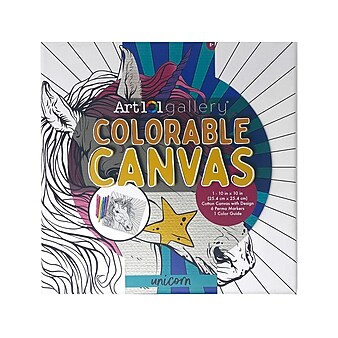 Art 101 Gallery Colorable Canvas with Permanent Markers, White, 2/Pack (23008)