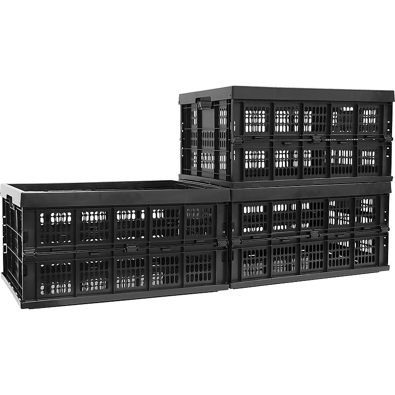 Mount-It! 52 Qt. Open Lid Milk Crate, Black, 3/Pack (WI-3003) image 1