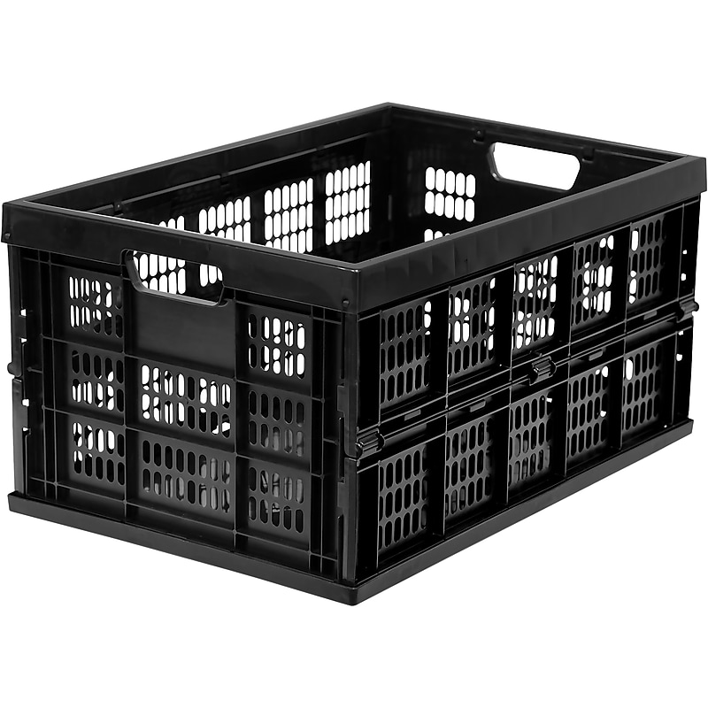 Mount-It! 51.78 Qt. Open Lid Storage Crate, Black (WI-3002) image 1