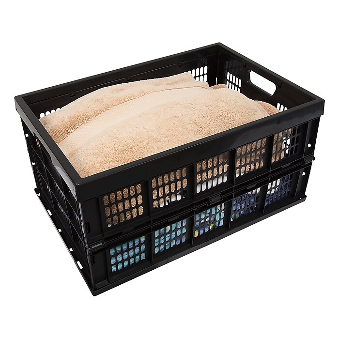Mount-It! 51.78 Qt. Open Lid Storage Crate, Black (WI-3002) | Staples