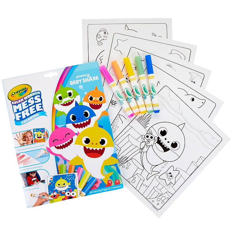 Crayola Color Wonder Mess Free: Coloring Pad & Markers, Baby Shark Pre-K+ (BIN757103) image 1