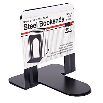 Charles Leonard Steel Bookends, 5", Black, 2 Per Set, 6 Sets (CHL87515-6)