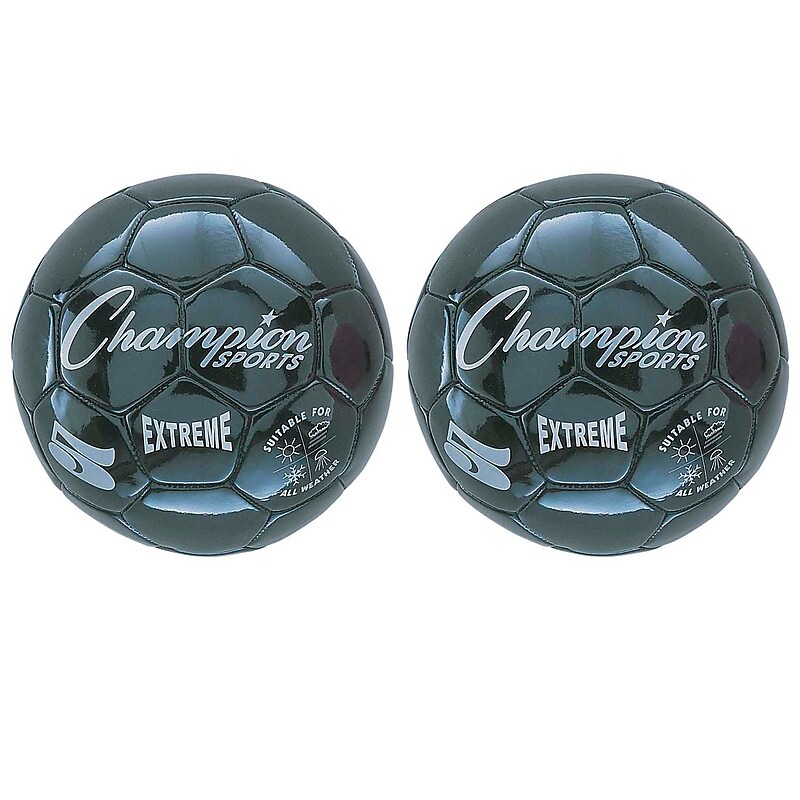 Champion Sports Extreme Soccer Ball, Size 5, Black, Pack of 2 (CHSEX5BK-2) image 1