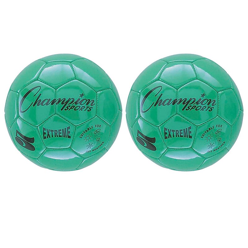 Champion Sports Extreme Soccer Ball, Size 5, Green, Pack of 2 (CHSEX5GN-2) image 1
