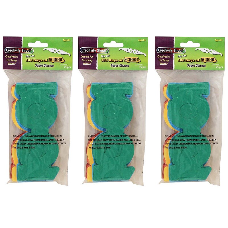 Creativity Street 100 Days of School Paper Glasses, 2.5" x 16", 25/Pack, 3 Packs (CK-4671-3) image 1