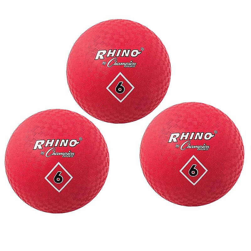 Champion Sports Playground Ball, 6", Red, Pack of 3 (CHSPG6RD-3) image 1