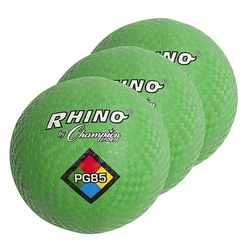 Champion Sports 8-1/2" Nylon/Rubber Playground Ball, Green, Pack of 3 (CHSPG85GN-3) image 1