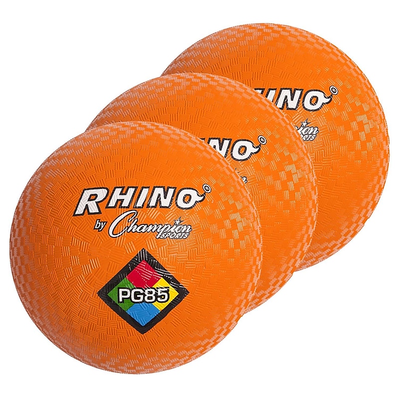 Champion Sports 8-1/2" Nylon/Rubber Playground Ball, Orange, Pack of 3 (CHSPG85OR-3) image 1