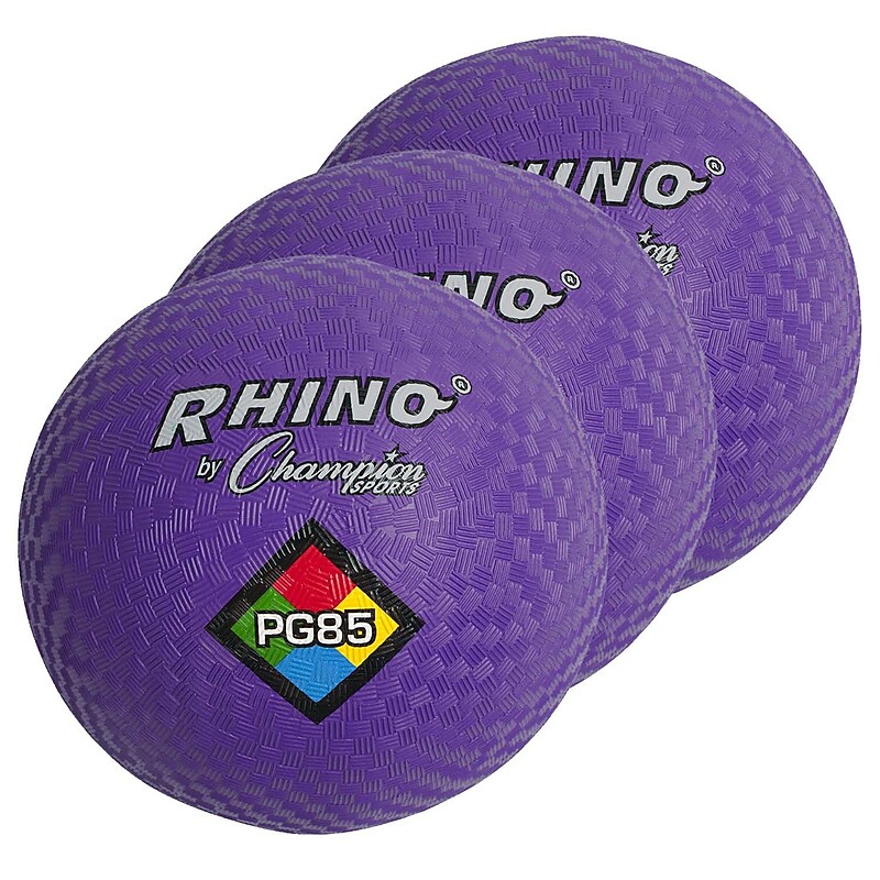 Champion Sports 8-1/2" Nylon/Rubber Playground Ball, Purple, Pack of 3 (CHSPG85PR-3) image 1