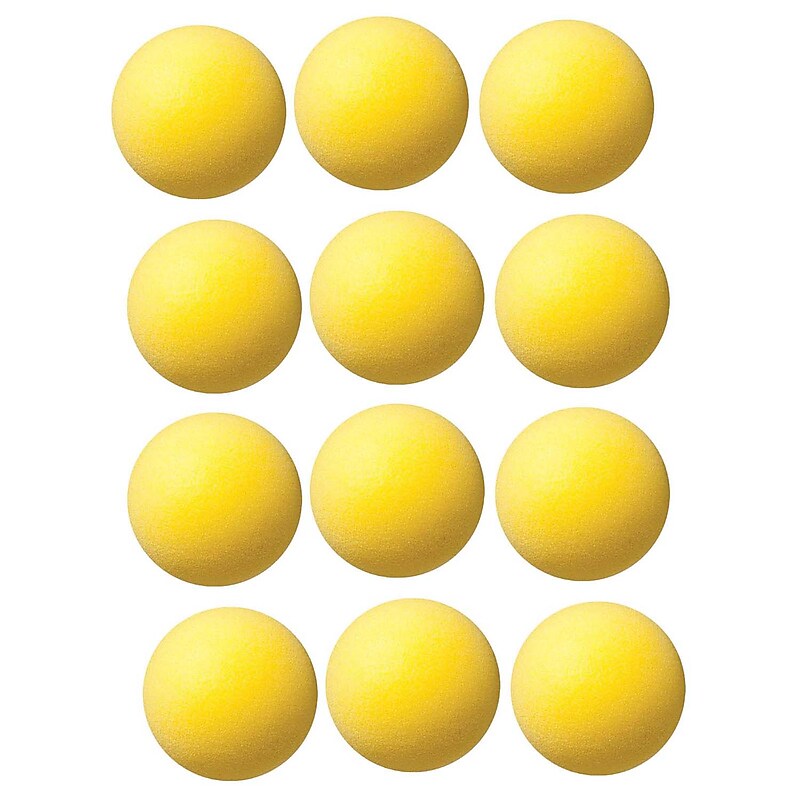 Champion Sports 4" Uncoated Regular Density Foam Ball, Yellow, Pack of 12 (CHSRD4-12) image 1