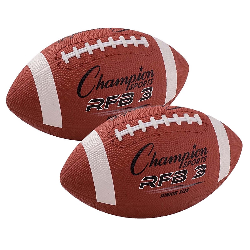 Champion Sports Junior Size Rubber Football, Brown, Pack of 2 (CHSRFB3-2) image 1