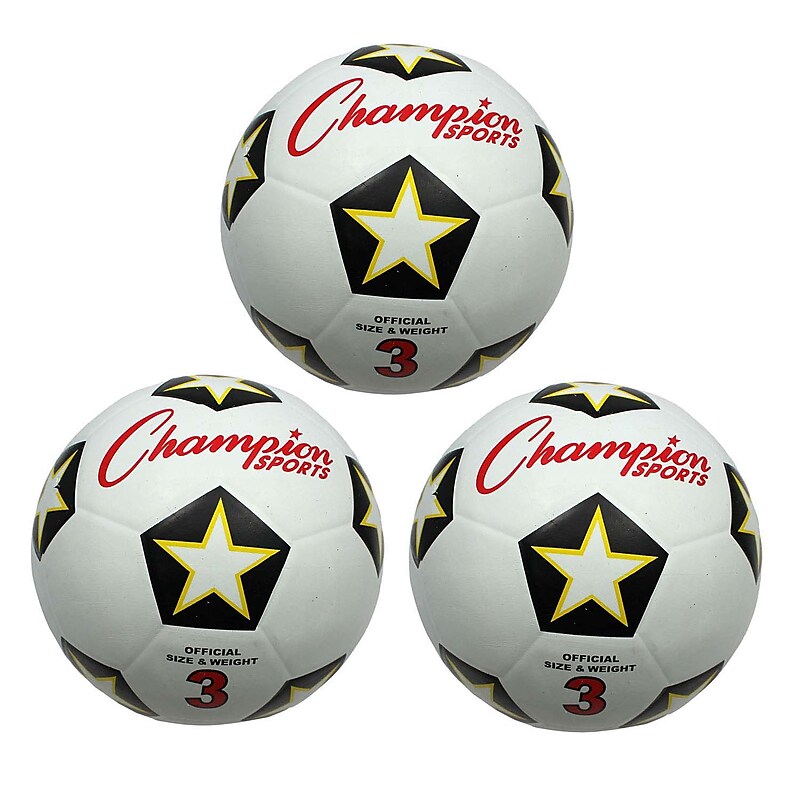 Champion Sports Rubber Soccer Ball, Size 3, Pack of 3 (CHSSRB3-3) image 1