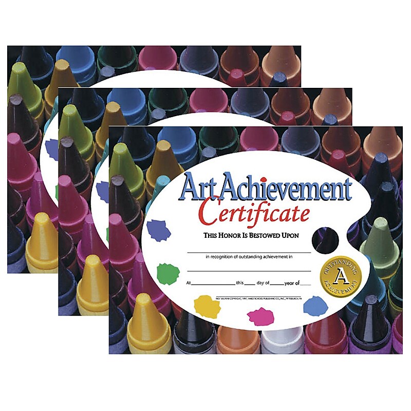 Hayes Publishing Art Achievement Certificate, 8.5" x 11", 30 Per Pack, 3 Packs (H-VA570-3) image 1
