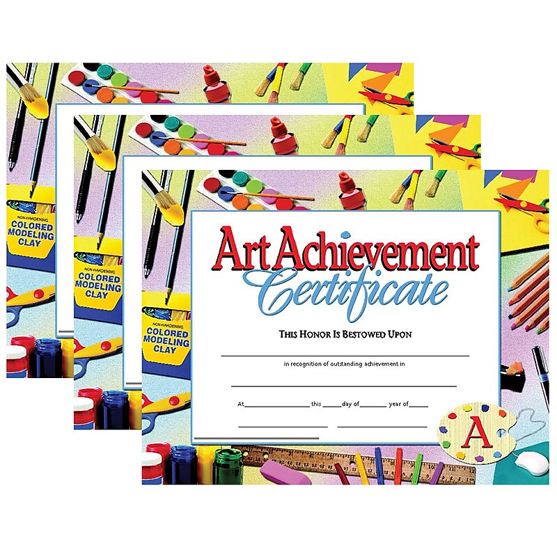 Hayes Publishing Art Achievement Certificate, 30 Per Pack, 3 Packs (H-VA670-3) image 1