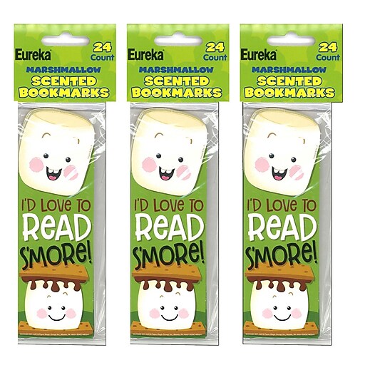 Eureka Marshmallow Scented Bookmarks, 24 Per Pack, 3 Packs (EU8340283
