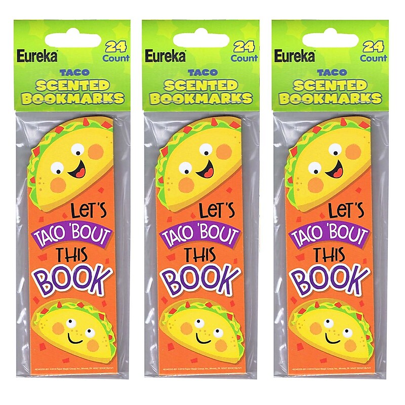 Eureka Taco Scented Bookmarks, 24 Per Pack, 3 Packs (EU-834035-3) image 1