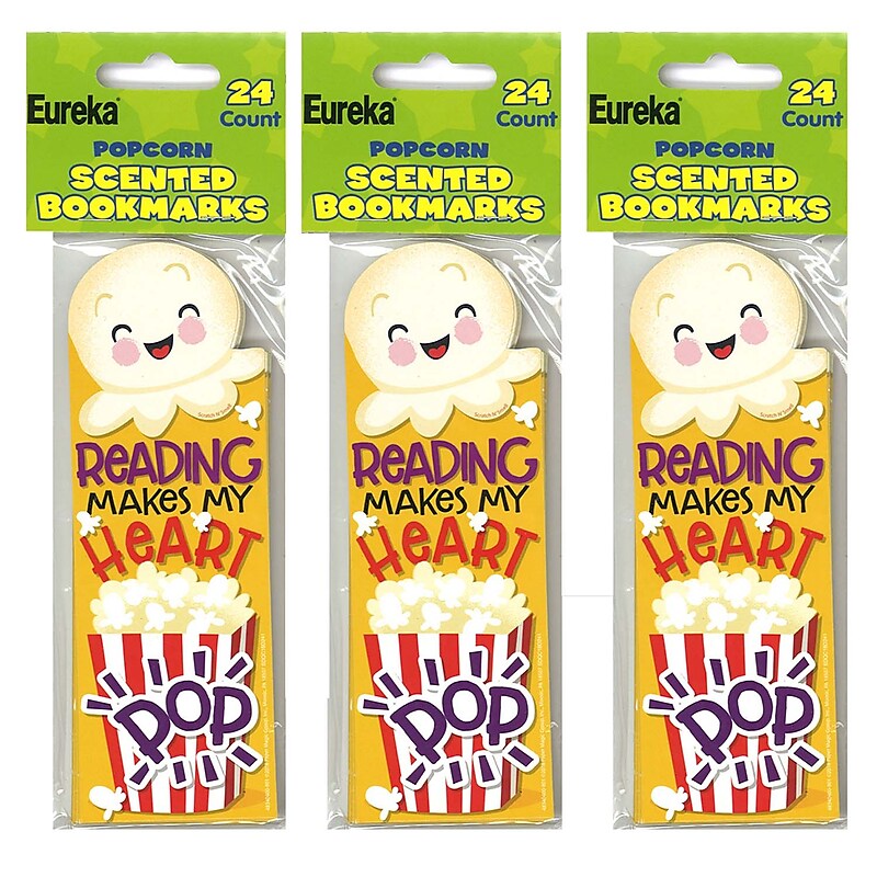 Eureka Popcorn Scented Bookmarks, 24 Per Pack, 3 Packs (EU-834040-3) image 1