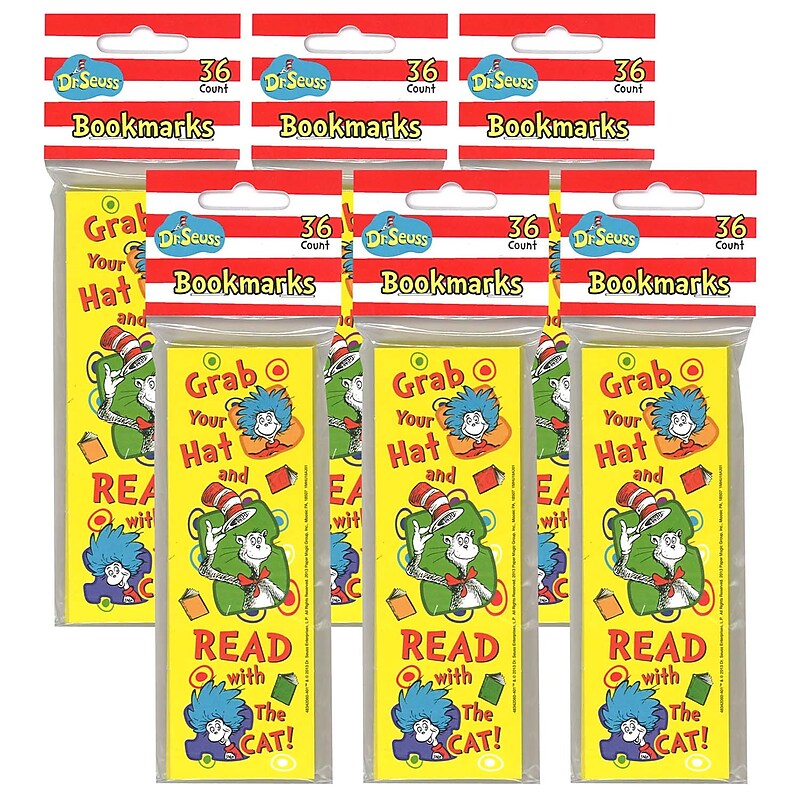 Eureka Dr. Seuss Grab Your Hat Bookmarks, 36 Per Pack, 6 Packs (EU-834206-6) image 1