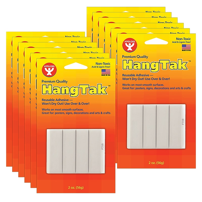 Hygloss HangTak Reusable Adhesive, 2 oz., White 12 Packs (HYG6503-12) image 1