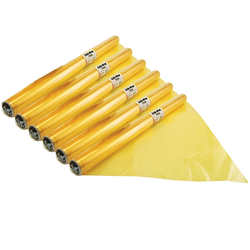 Hygloss Cello-Wrap Roll, Yellow, 20" x 12.5', 6 Rolls (HYG71508-6) image 1