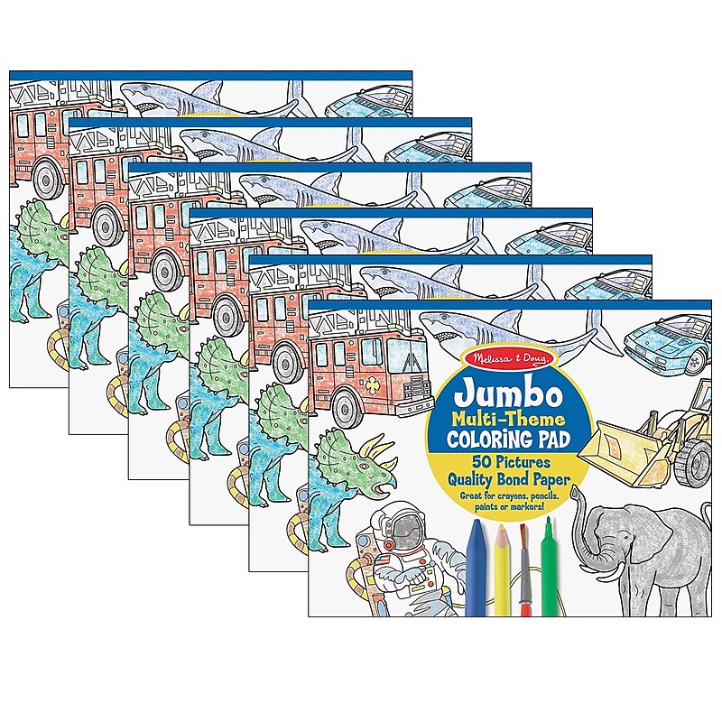 Melissa & Doug Jumbo Multi-Theme Coloring Pad, 11" x 14", Blue, Pack of 6 (LCI4226-6) image 1
