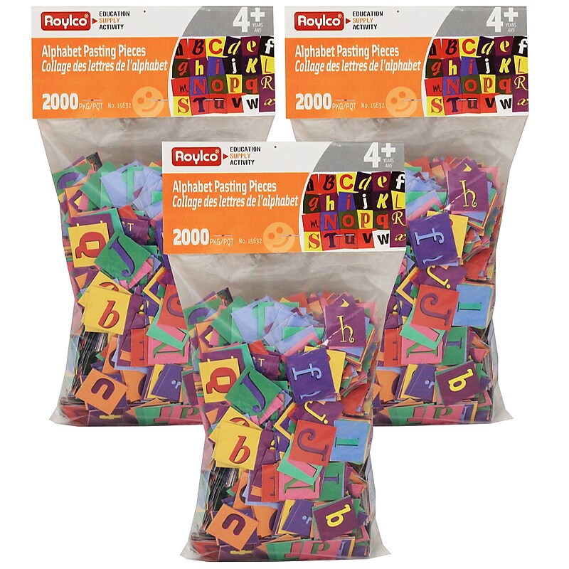 Roylco Alphabet Pasting Pieces, Pre-K+, 2000 Per Pack, 3 Packs (R-15632-3) image 1