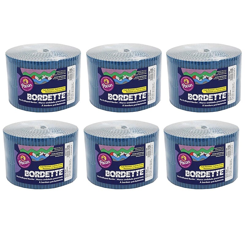Bordette Decorative Border, Rich Blue, 2-1/4" x 50', 6 Rolls (PAC37186-6) image 1