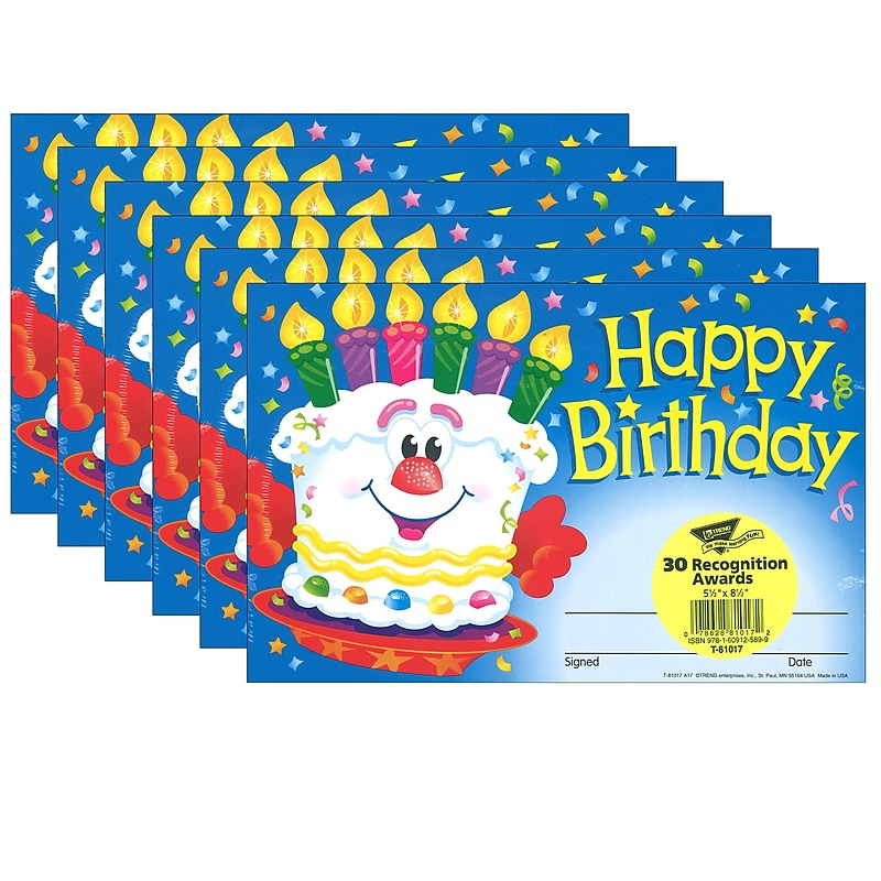 TREND Happy Birthday Cake Recognition Awards, 30 Per Pack, 6 Packs (T-81017-6) image 1
