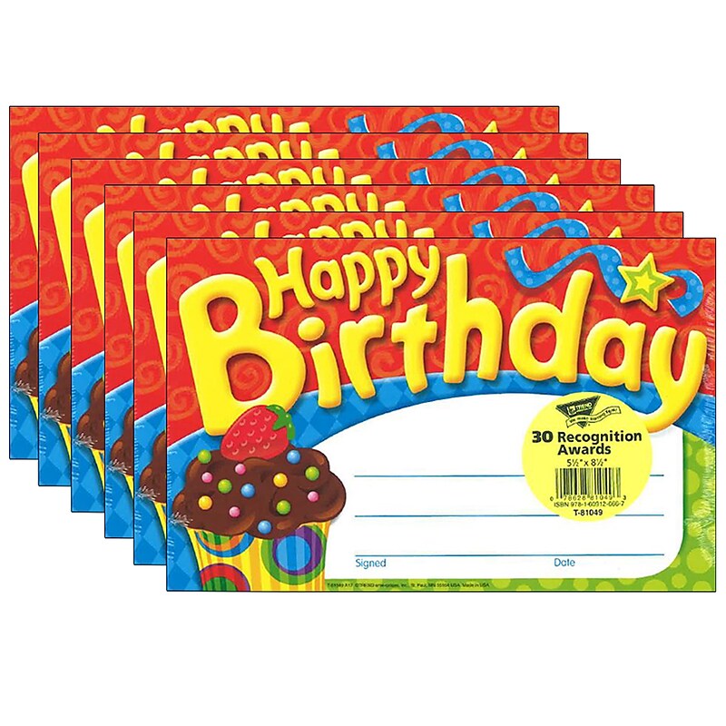 TREND Happy Birthday The Bake Shop Recognition Awards, 30 Per Pack, 6 Packs (T-81049-6) image 1