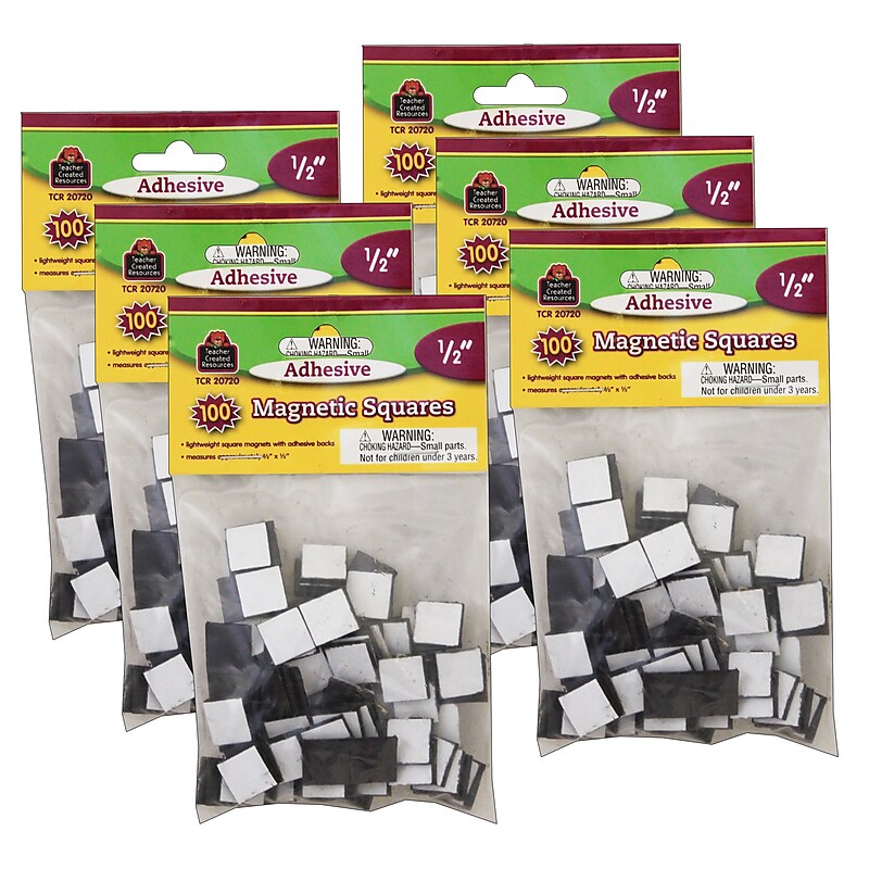 Teacher Created Resources Adhesive/Magnet Squares, 1/2", Black, 100 Per Pack, 6 Packs (TCR20720-6) image 1
