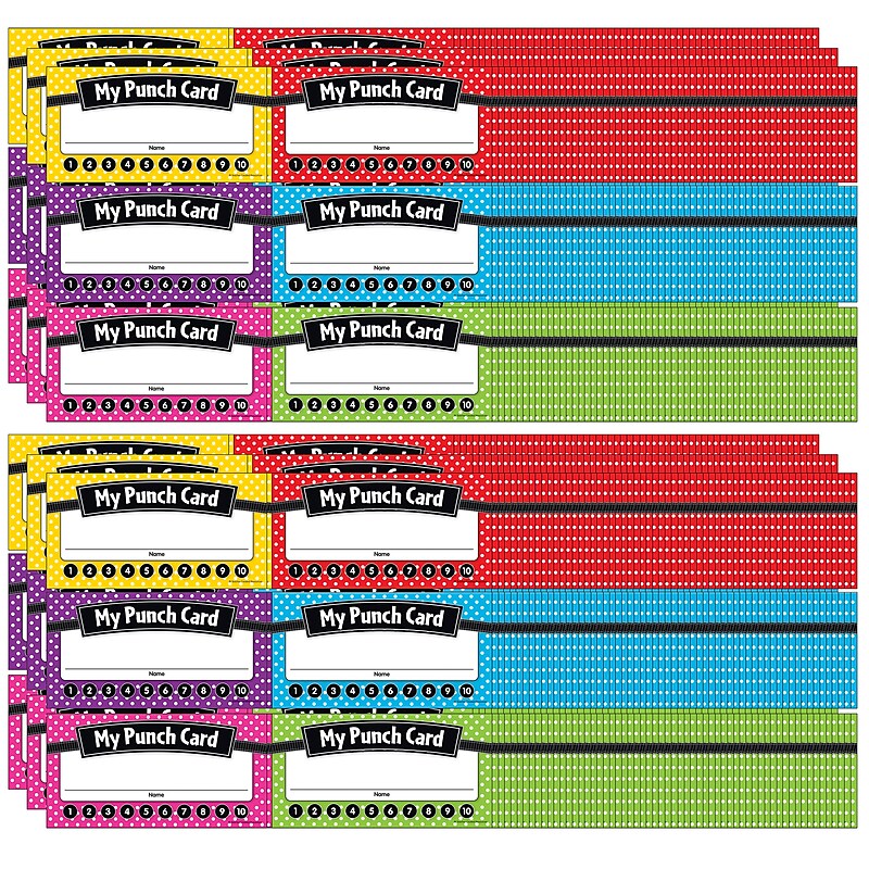 Teacher Created Resources Polka Dots Punch Cards, 60 Per Pack, 6 Packs (TCR5608-6) image 1