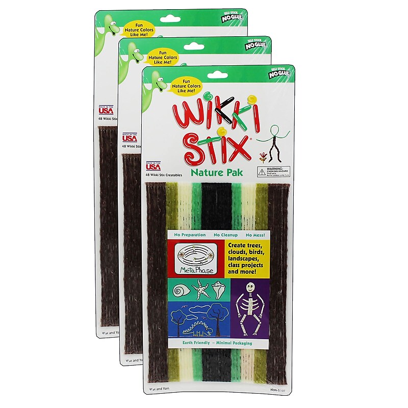 Wikki Stix Wikki Stix, Nature Colors, 48/Pack, 3 Packs (WKX802-3) image 1