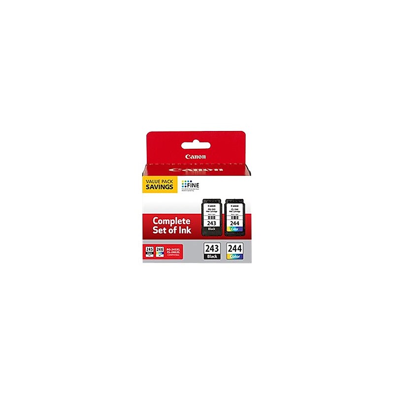 Canon Value Pack PG 243/CL-244 Black/Tri-Color Standard Yield Ink Cartridge (1287C006) image 1