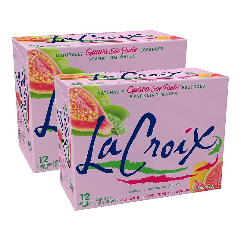 Lacroix Guava Flavored Sparkling Seltzer Water, 12 oz., 12 Cans/Pack, 2 Packs/Carton (15021761) image 1